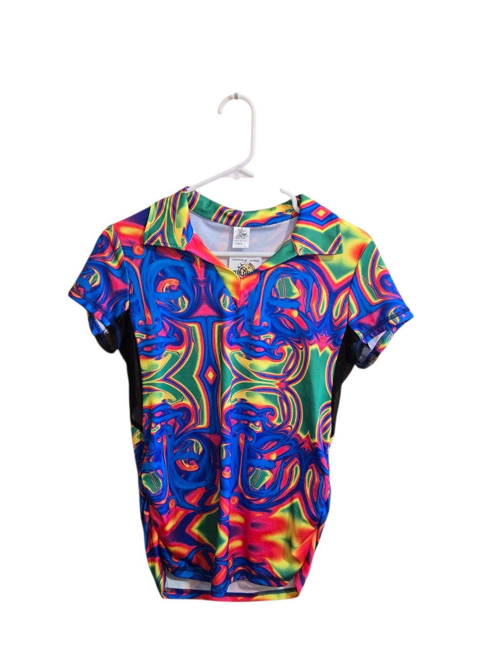 Sport Couture  Vibrant Multicolor‎ Psychedelic Collared Jersey Top